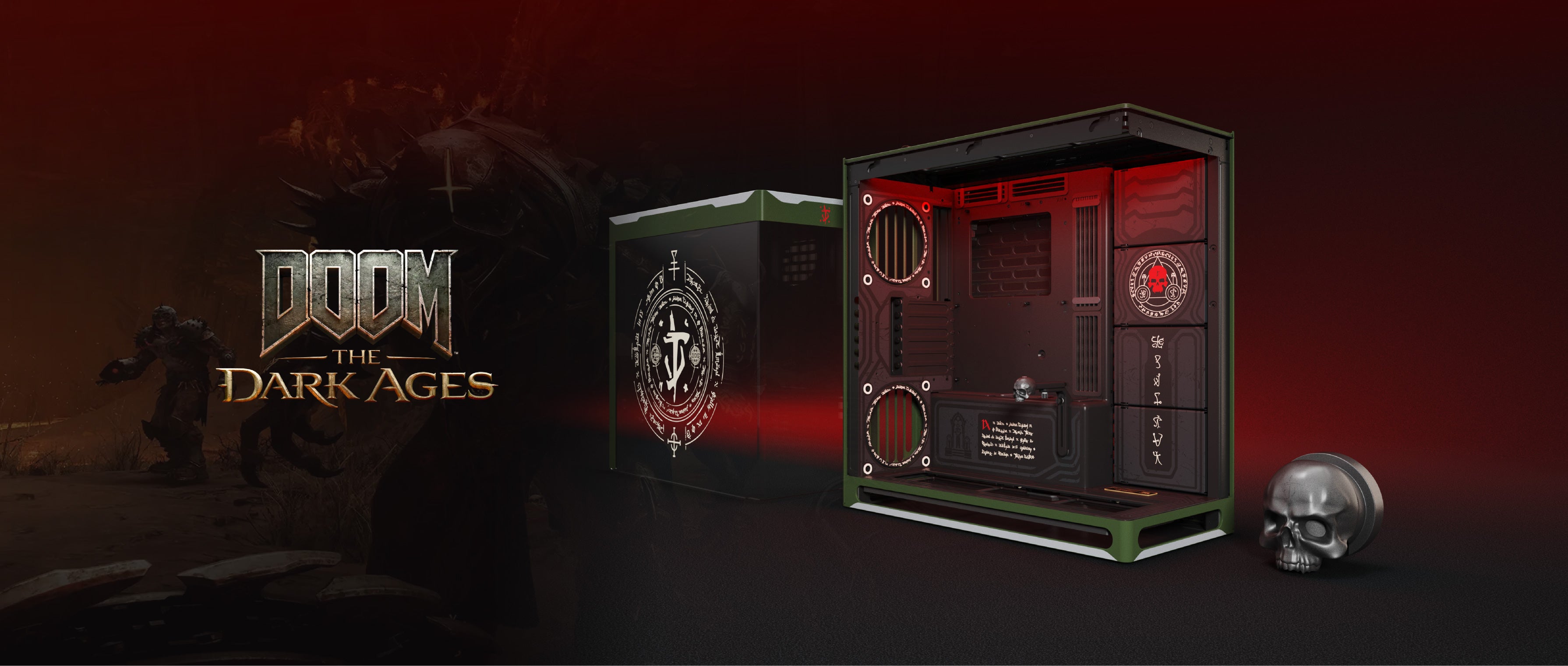PC case for 'Doom: The Dark Ages' in front of dark background