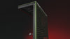 Close up of green PC case RGB lighting